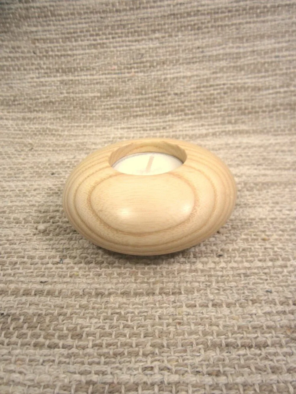 NEW Oak or Ash Wood Turned Tea Light Candle Holder Contemporary MCM Round Lite